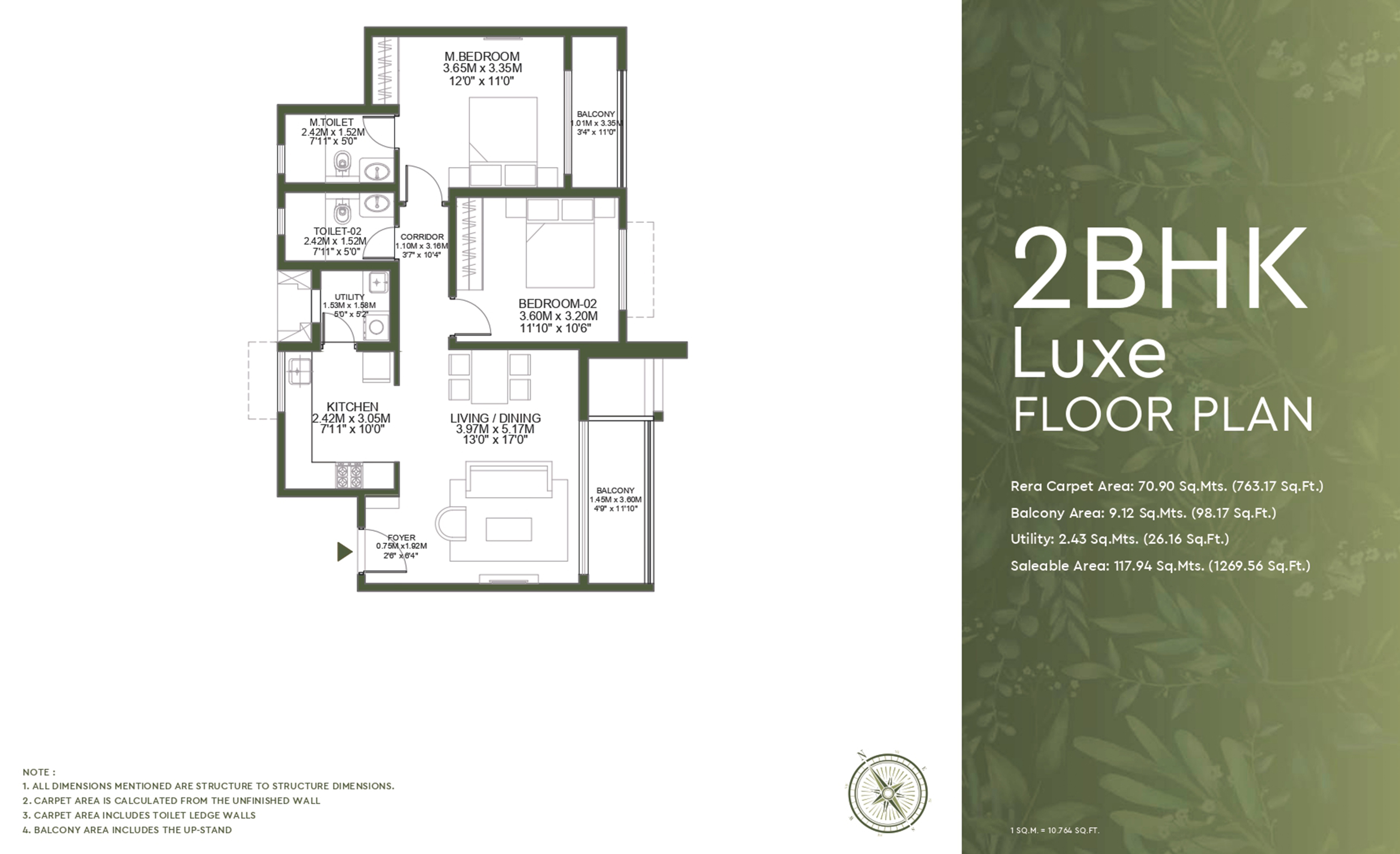 2 BHK Luxe Floor Plan