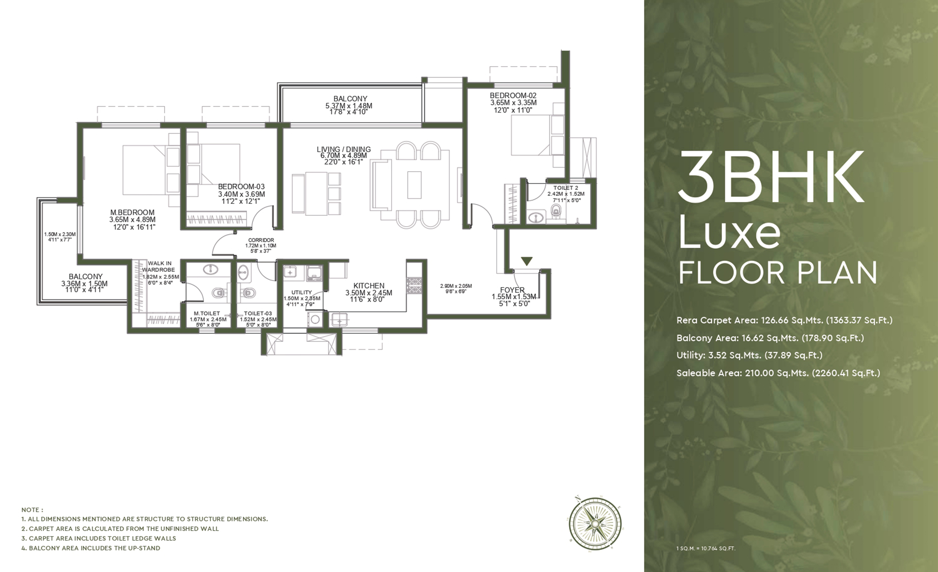3 BHK Luxe Floor Plan