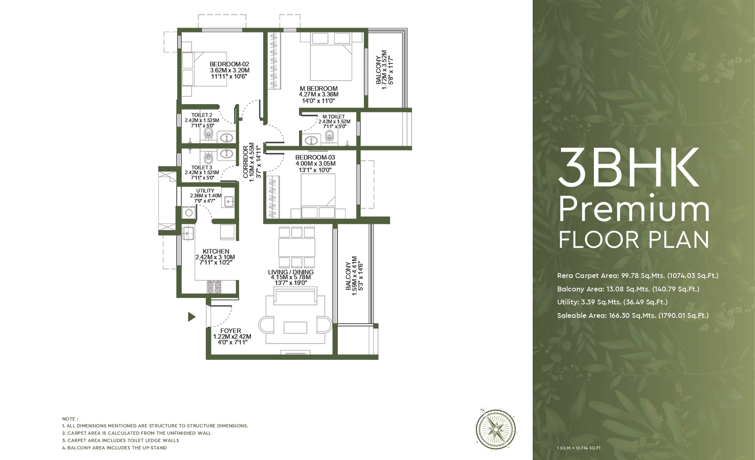 3 BHK Premium Floor Plan