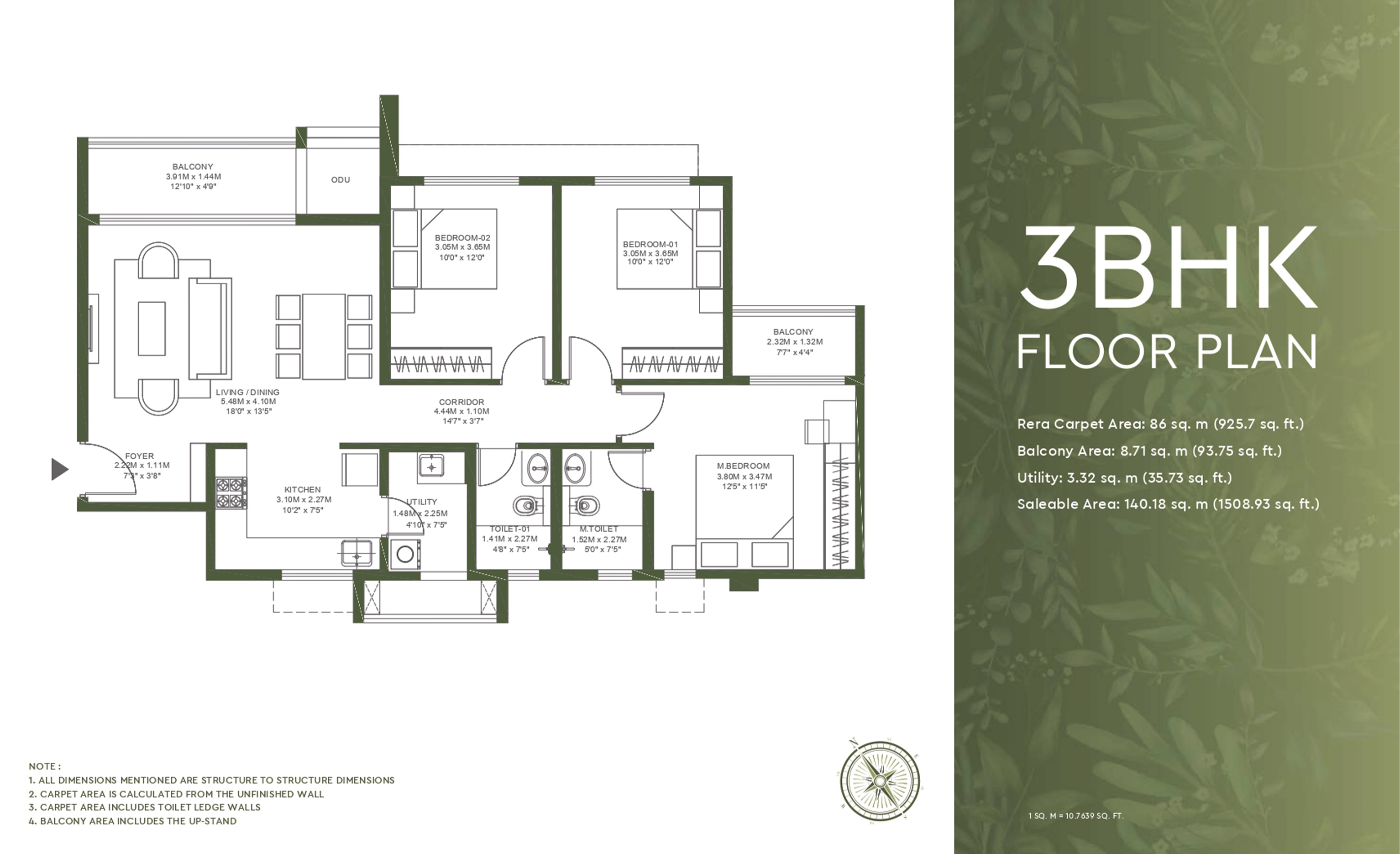 3 BHK Floor Plan