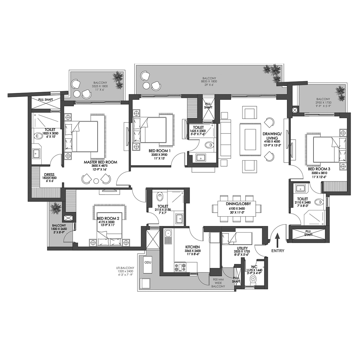 4 BHK Utility Tower-4 Iconic
