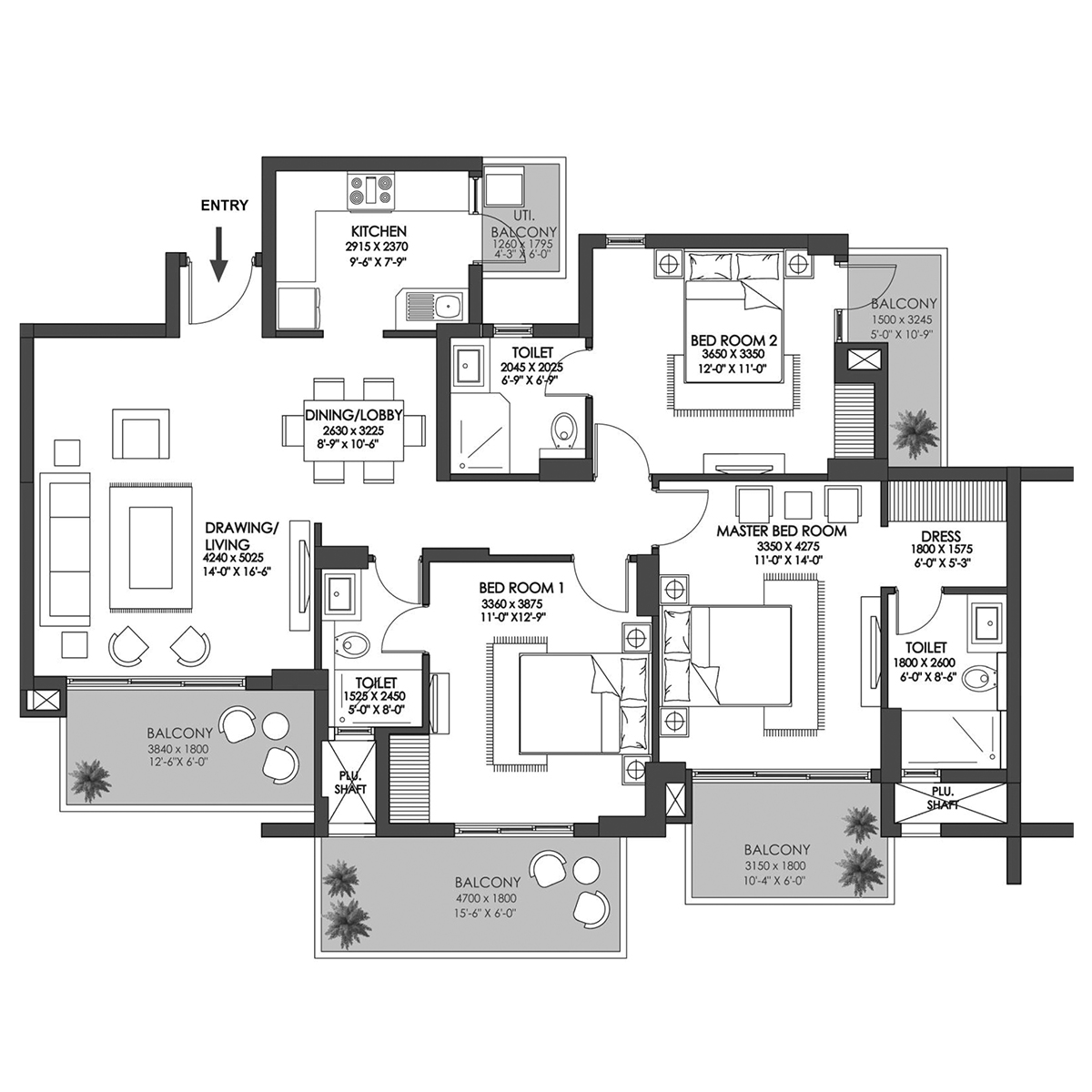 Type-C 3 BHK