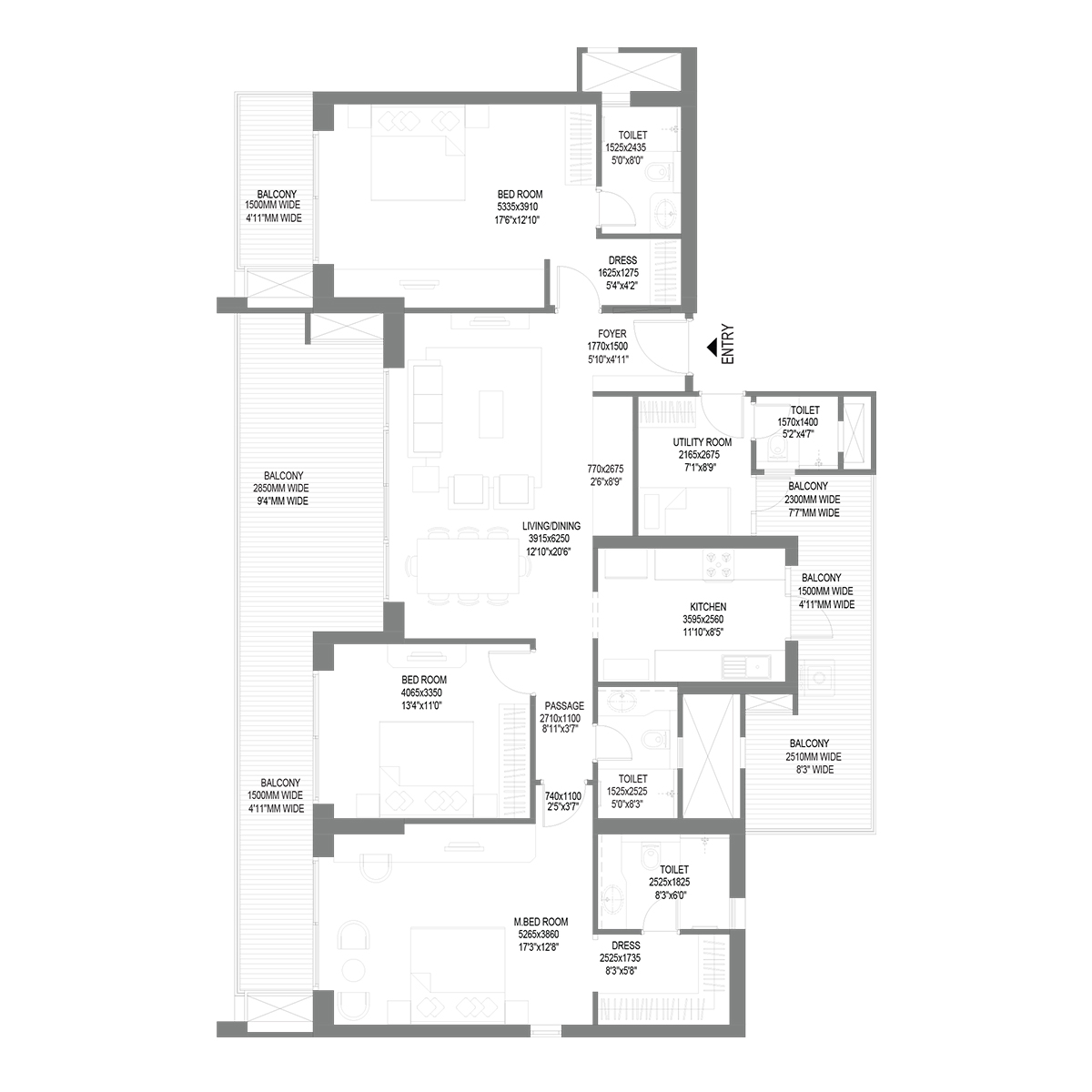 TOWER 9 - 3 BHK + UTILITY (TYPE 2)