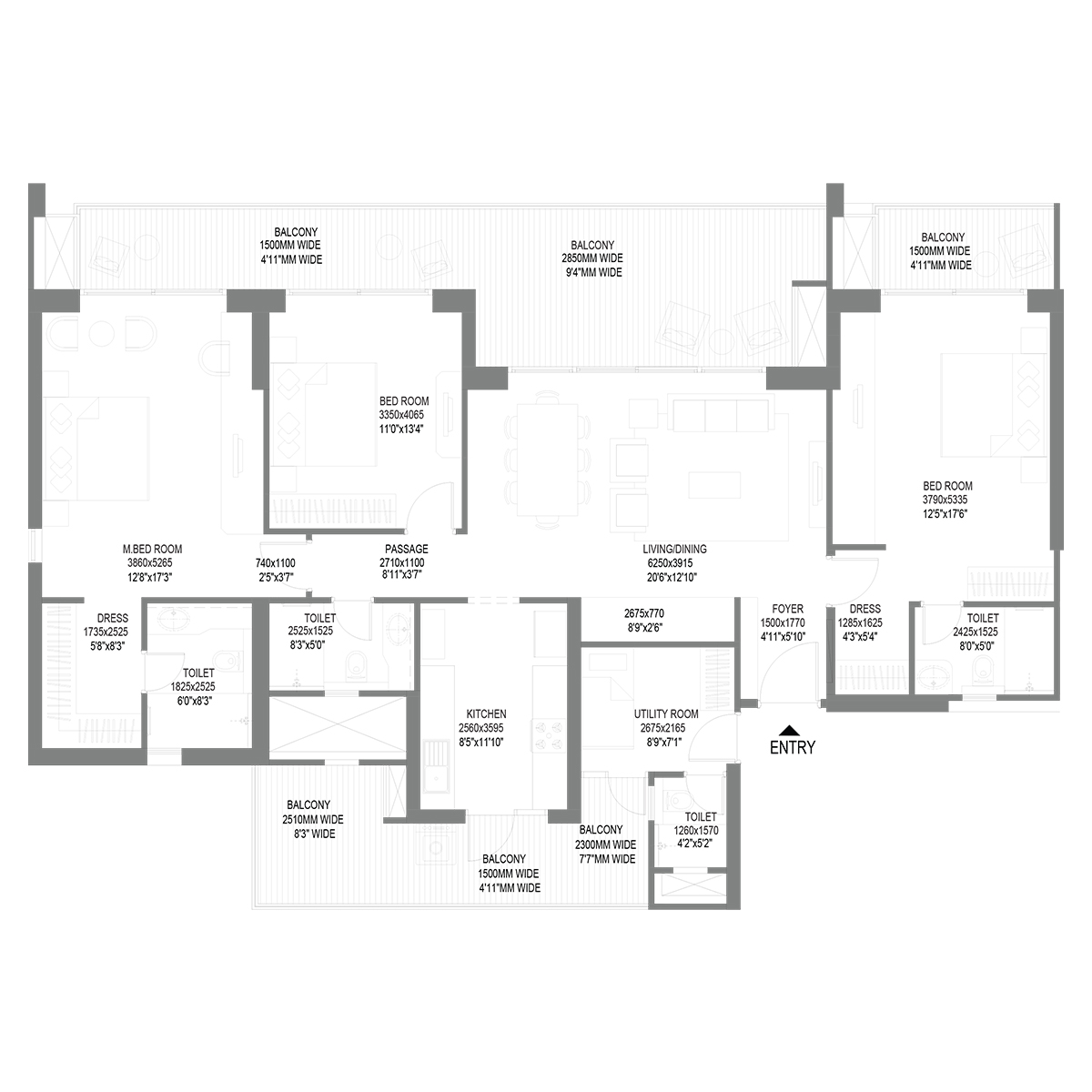 TOWER 9 - 3 BHK + UTILITY (TYPE 1)
