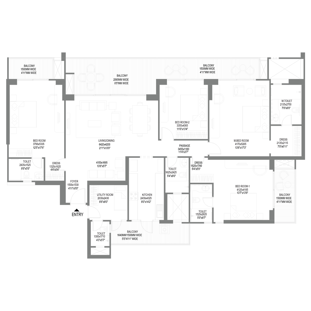 TOWER 9 - 4 BHK + UTILITY (TYPE 1)