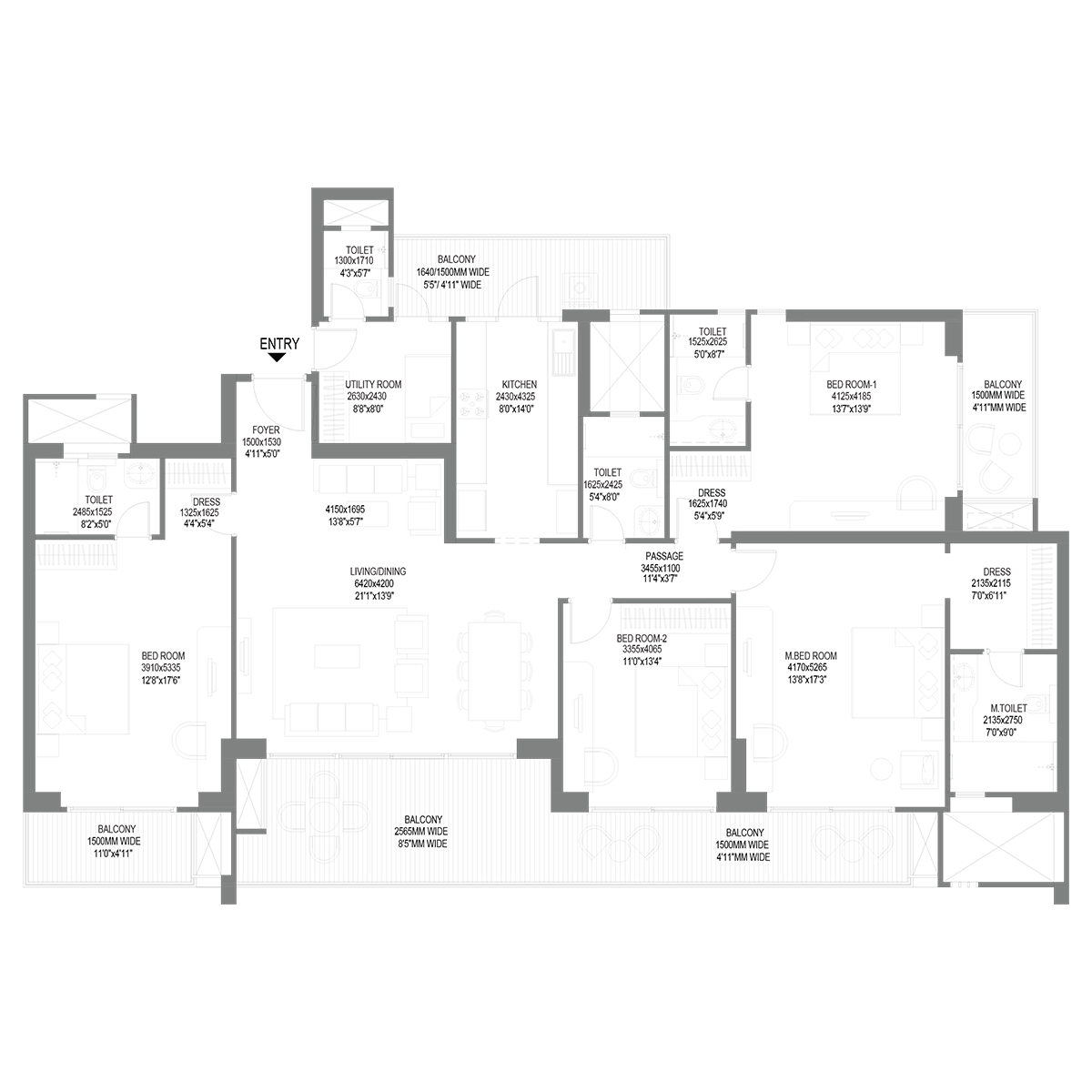 TOWER 9 - 4 BHK + UTILITY (TYPE 2)