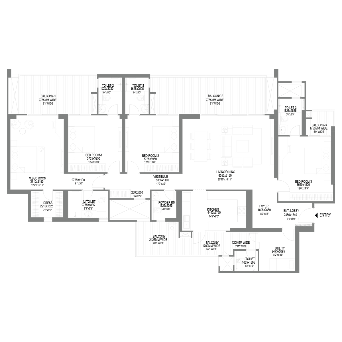 TOWER 10 - 4 BHK + UTILITY (TYPE 3)