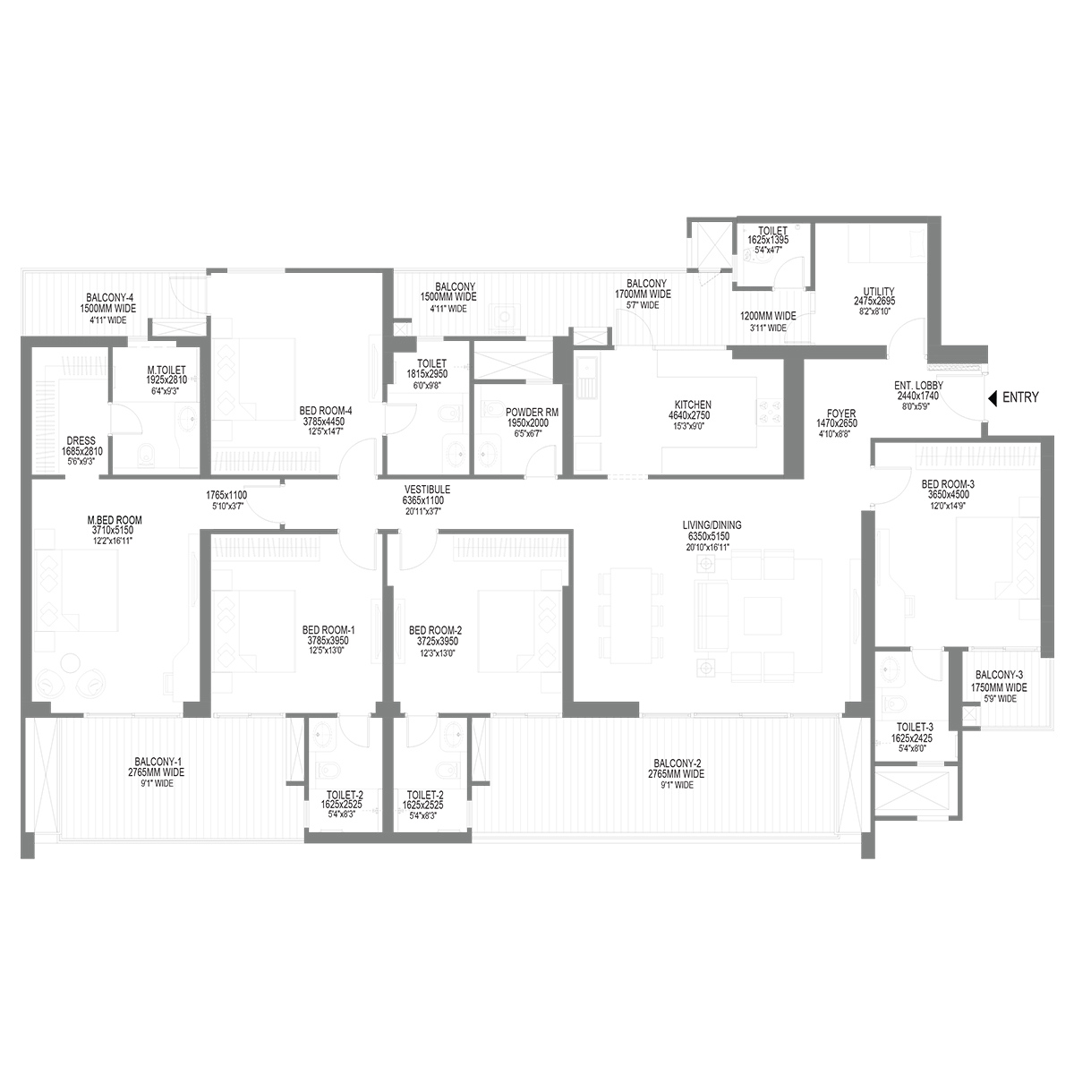 TOWER 10 - 5 BHK + UTILITY (TYPE 1)